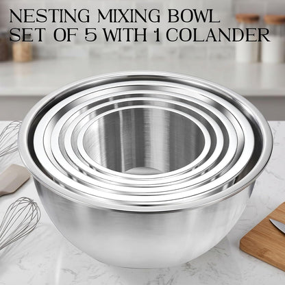 Stainless Steel Mixing Bowls with Colander, Home Kitchen Essentials Gadgets5