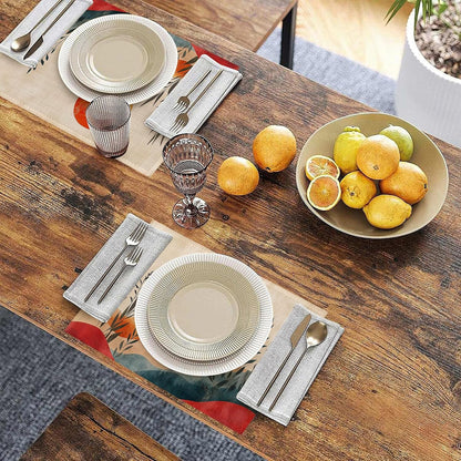 Boho Sunrise Abstract Sun Leaves Placemats Set of 6 Linen Table Mats, 12X18 Inch Washable Placemats for Dining Table, Non Slip Heat Resistant Mats for Kitchen Home Decor4