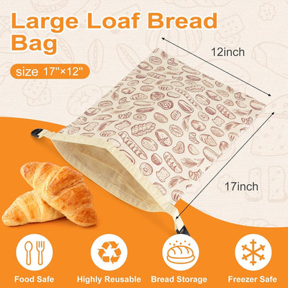 2 PACK Beeswax Sourdough Bread Bags for Homemade Bread, Reusable Cotton Beeswax Bread Bag Portable Waxed Storage All Natural Bees Wax Linen Bag Keep Fresh,13''×17'', 024
