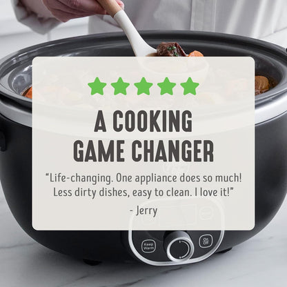 6QT Ceramic Nonstick Slow Cooker, Cooktop/Oven Safe, Black | Pfas-Free Nonstick Removeable Inner Pot, Dishwasher Safe Components, Programmable, Keep Warm, Delay Timer, Family Sized11