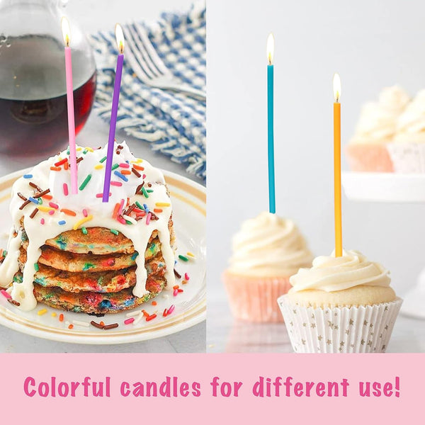 40-Count Rainbow Birthday Candles for Cake, 5.5” Tall Thin8