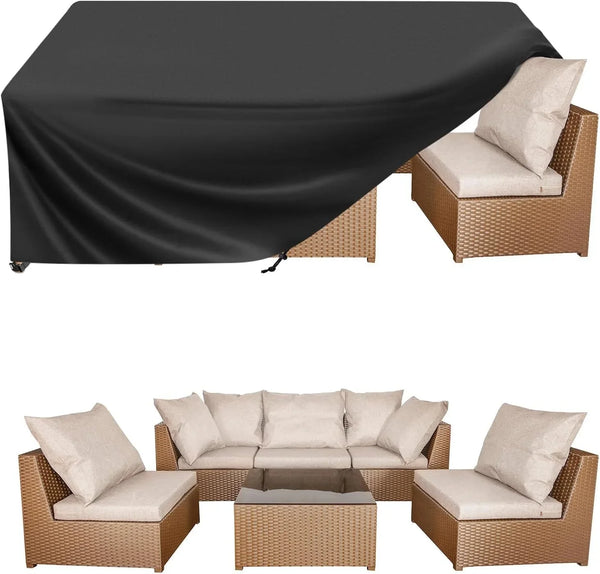 Patio Furniture Covers, Outdoor Furniture Covers Waterproof, Heavy Duty Oxford Patio Table Cover for Outdoor Table, Chair, Sofa, Desk (Black, 108"L X 82"W X 28"H)1