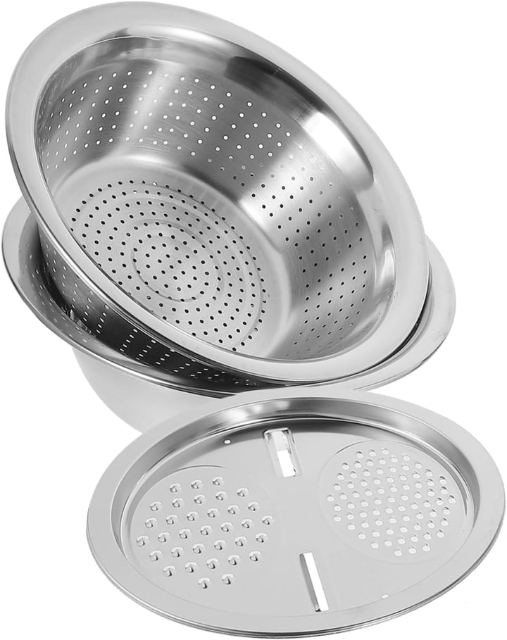 3Pcs Stainless Steel Vegetable Peeler Grater Set Multi Function Draining Slicer Tools for Fruits Vegetables Kitchenware with Two and Patterns Silver