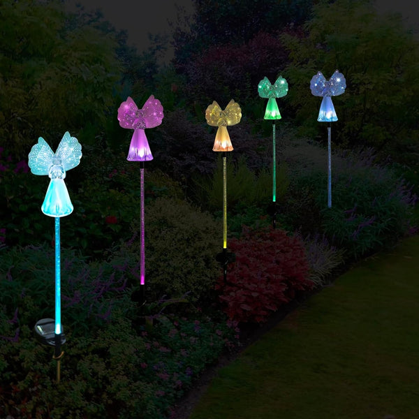 Outdoor Solar Garden Lights,4 Pack Solar Angel Decorative Lights, IP67 Waterproof Color Changing LED Solar Outdoor Lights,Solar Stake Lights for Cemetery Grave Garden Patio Yard Lawn Decoration7