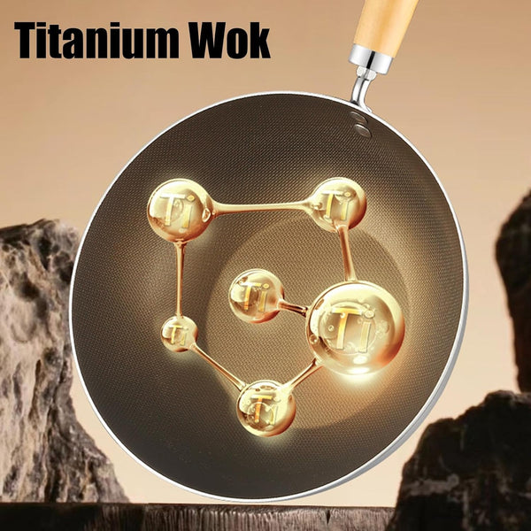 Titanium Wok with Lid, Non Stick Titanium Pans for Cooking, Ultra-Durable, Scratch-Resistant, Even Heating Frying Pans, Compatible with All Cooktops, Stainless Woks,7.87In2
