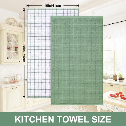 Large Premium Cotton Kitchen Towels 16"X 28", 6 Pack, Grass Green5