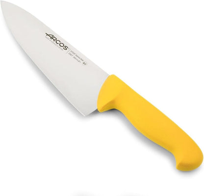 Chef Knife 8 Inch Nitrum Stainless Steel and 200 Mm Blade. Professional Multipurpose Cooking Knife. Ergonomic Polypropylene Handle. Series 2900. Color Yellow1