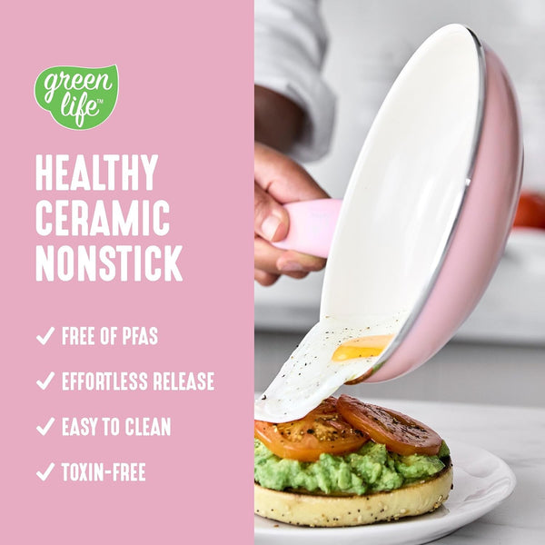 8 Piece Nonstick Cookware Set, Non-Toxic Pfas-Free Ceramic Pots & Pans, Dishwasher & Oven Safe, Frying, Sauce, Stock Pot, Glass Lids, Stay-Cool Handles, Wobble Free, Light Pink2