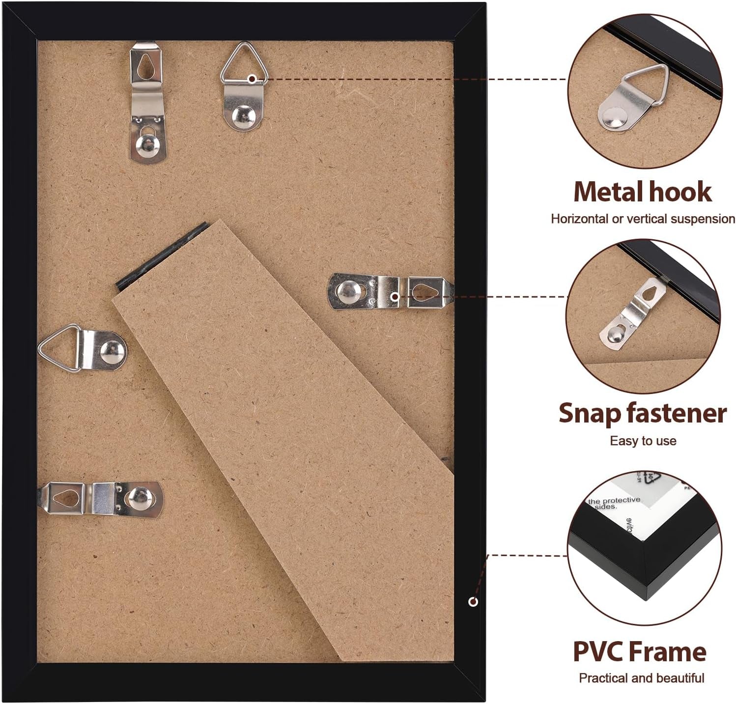 4x6-picture-frame-set-of-6-with-plastic-cover-pvc-black