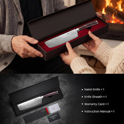 Nakiri Knife - 7" Razor Sharp Meat Cleaver and Vegetable Kitchen Knife, High Carbon Stainless Steel, Multipurpose Asian Chef Knife for Home and Kitchen with Ergonomic Handle8