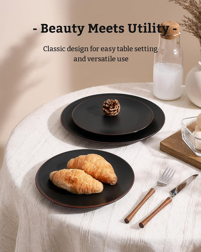 Venus Plates and Bowls Sets, 12Pcs Stoneware Dinnerware Set for 43