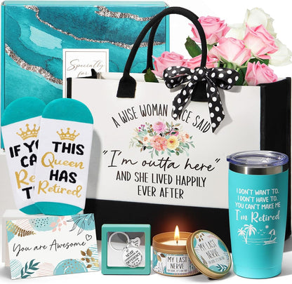 Retirement Gifts for Women 2026, Best Cool Retirement Gifts for Coworker Teacher Nurses Boss Friends Mom Grandma Retirees, Coworker Farewell Leaving Going Away Gift with 20Oz Tumbler Canvas Tote Bag | Cool Retirement Gifts Basket for Retiree Nurse Boss Friend Mom Grandma, Coworker Farewell Leaving Going Away Gift W/ Tote Bag1