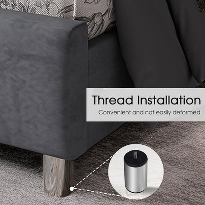 Queen Velvet Bed Frame with 49.2" Tall Wingback Headboard, Grey6