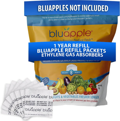 Produce Saver Ethylene Gas Absorber - Fresh Fruit & Vegetable Storage, Food Savers for Refrigerator, 8 Packets (9G Each), Each Packet Lasts 3 Months, Kitchen Must Haves, USA Made - Refill Kit1