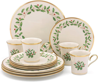 Holiday Christmas Porcelain 12-Piece Dinnerware Set with Mugs1