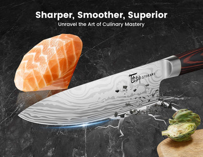 14Pcs Chef Knife Set with Roll Bag, Professional Stainless Steel Japanese Knife Set with Pakkawood Handle for Professional Chef, Camping, Travel, BBQ, RV or Gift | High Carbon Stainless Steel Japanese Knife Set with Sharpener, Wood Handle, Professional for Home, Camping, BBQ, Ideal Gift7