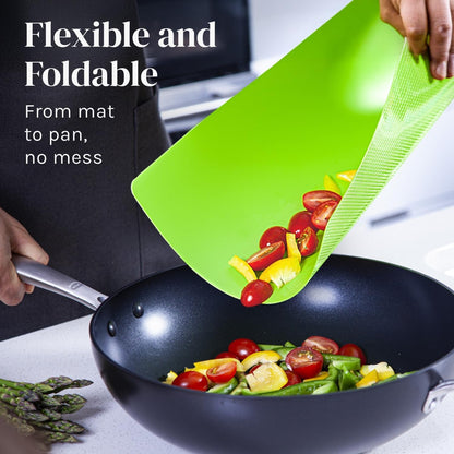 Extra Thick Flexible Plastic Cutting Board Mats, Set of 6 for Kitchen, BPA Free, Non-Slip Waffle Back, Dishwasher Safe Cutting Boards, Color Coded with Food Icons, 15X12 Inch -2