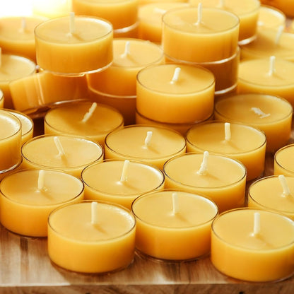 Natural Yellow Beeswax Tealight Candles - 12Pcs - Organic Candle Natural Scent Smokeless Clean Burning2
