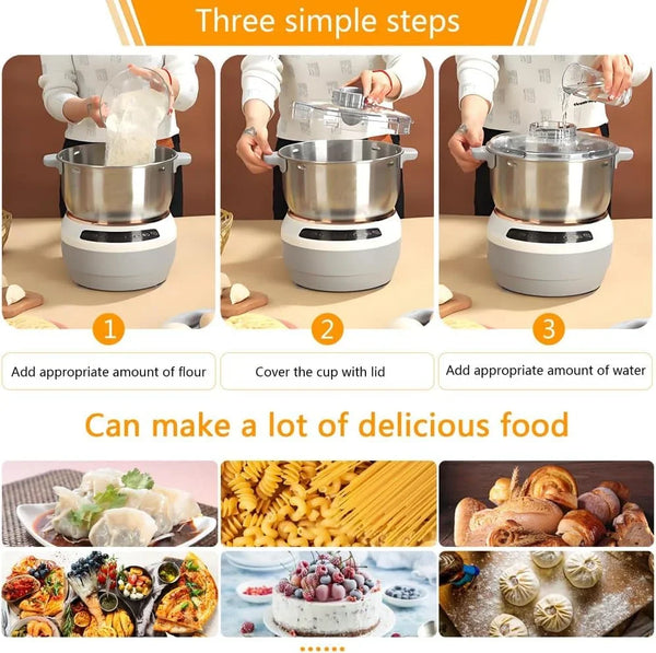 Electric Dough Maker Machine with Fermentation Function,Gray,7L | Large Capacity Household Dough Mixer, 304 Stainless Steel, Microcomputer Timing, Front Touch Panel4