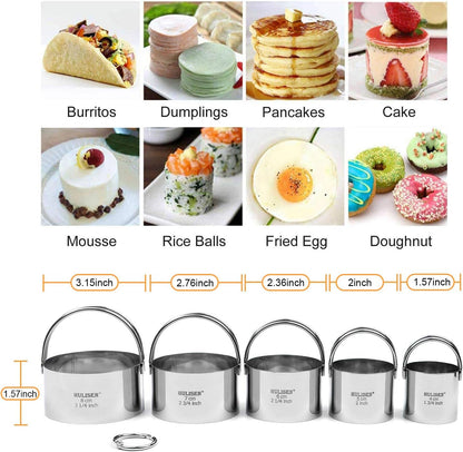Biscuit Cutter Set 5-Pc, Stainless Steel Cookie Cutters with Handle | Dishwasher Safe, Etched Inch/Cm Markings, Gift-Ready Package, Ergonomic Arched Grip, Professional Baking Tools3
