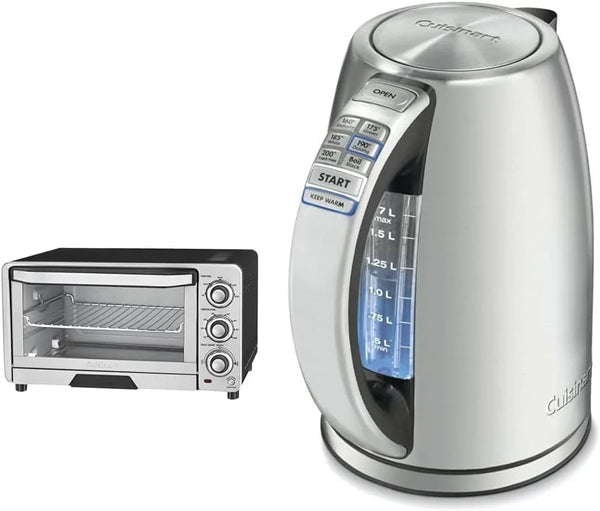 TOB-40N Custom Classic Toaster Oven Broiler, 17 Inch, Black & 1.7-Liter Stainless Steel Cordless Electric Kettle with 6 Preset Temperatures1