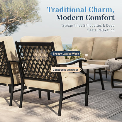 5 PCS Patio Furniture Set, Metal Couch2