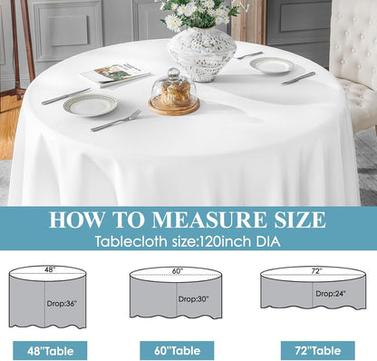 10 Pack 120Inch round Tablecloth Polyester Table Cloth, White2
