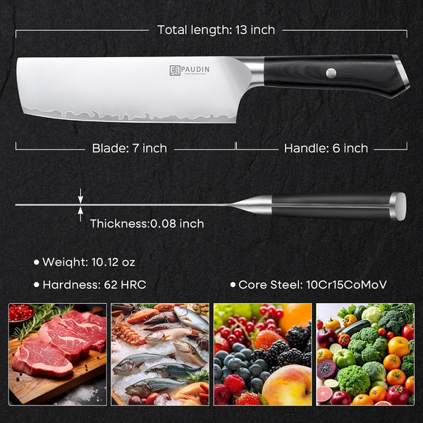 Nakiri Knife 7 Inch,9-Layer High Carbon Steel Kitchen Knife 62 HRC, Ultra Sharp Vegetable Chopping Cleaver and Meat Slicing Asian Chef Knife for Home Cooks, Gift Box for Women and Men2