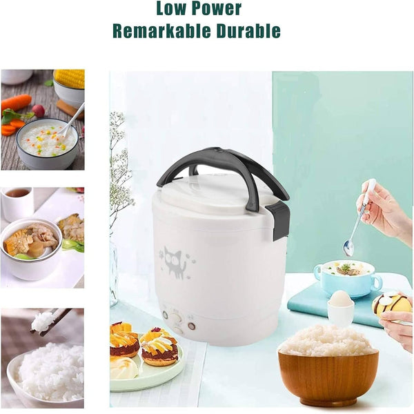 Mini Rice Cooker, 1L 12V Portable Rice Maker Car Food Steamer 2 Cup | Electric Lunch Box for Car, Automatic Fast Cooking, Non Stick Pot for Soup Grain Oatmeal Veggies Stews, Travel Camping Use4