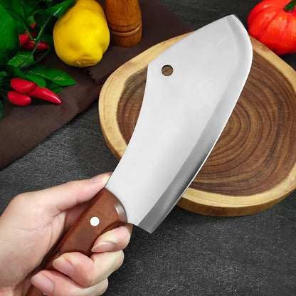 Meat Cleaver, Hand Forge Blade Boning Butcher Kitchen Knife Chef Cleaver Meat Chopping Vegetable Utility Knife Slicing Fish Fruit with Cover3