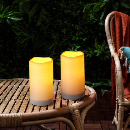 Solar Flameless Candles Outdoor Waterproof,Dusk to Dawn Outdoor Lighting, Flickering Fameless Reusable LED Light Candles for Lantern Garden Camping and Home Decor, 3D Wick (3"X6") Set of 24