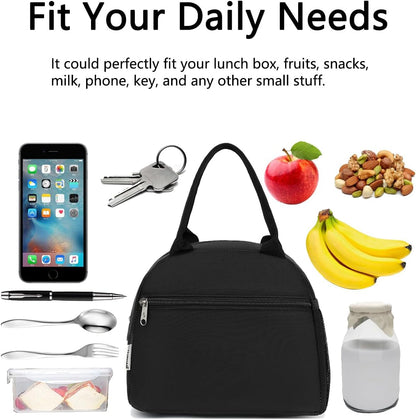 Lunch Bag Women, Lunch Box for Adult Men Kids Girls, Small Cute Lunchbox Tote Large Capacity Insulated Lunch Container Cooler for Work School Picnic Travel, Black6