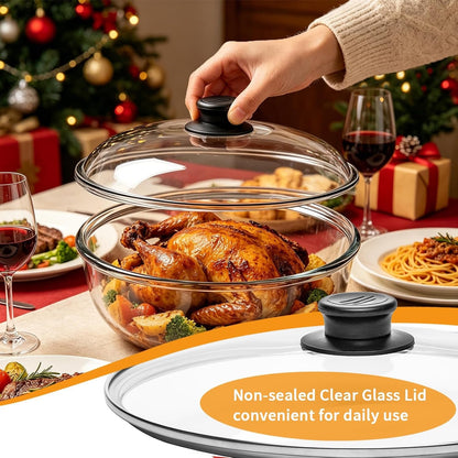 6 Qt Large Glass Mixing Bowl with Glass Lid, Clear Glass Bowl for Sourdough Salad Bowls with Lid & Handle,Thickened Glass Big Mixing Bowls Cooking Bowl for Food Prep, Kitchen,Dinner5
