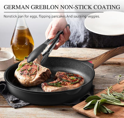8 Inch Nonstick Frying Pan Skillet with Lid, Cast Aluminum3