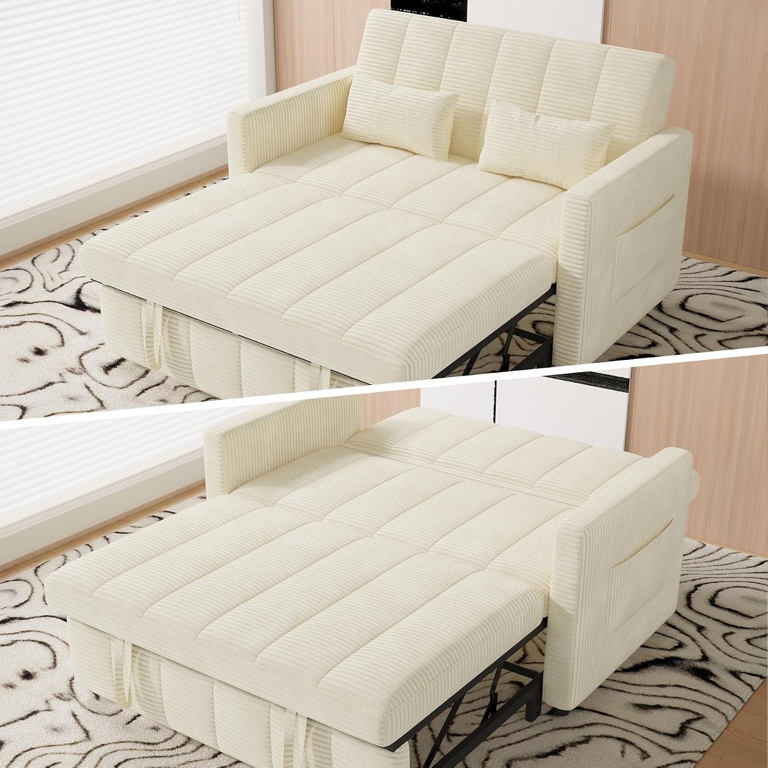 sleeper-sofa-bed-3-in-1-convertible-pull-out-couch-with-adjustable-backrest-for-living-room-loveseat-sofa-bed-with-side-pockets-easy-assembly-beige-1-pcs