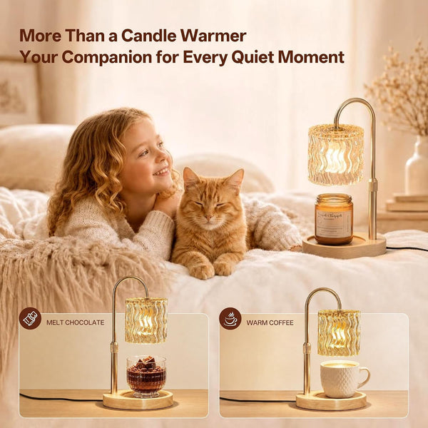 Decorative Ripple Glass Candle Warmer Lamp, Dimmable3