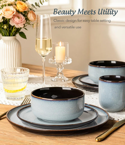 Ceramic Dinnerware Sets for 4,12-Pcs Porcelain Plates and Bowls Set4