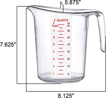 '- Melissa - 64-Ounce Plastic Measuring Pitcher (1-Pack), 8-Cup (2-Quart) Food-Grade Measuring Jug, Unbreakable, Stackable, Dishwasher-Safe, Great for Oil, Vinegar, Flour, and More4