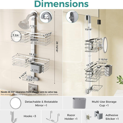Adjustable Shower Caddy Hanging over Shower Head, Storage Organizer Rack2