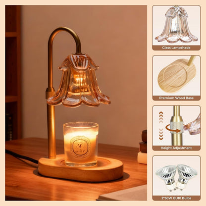 Candle Warmer Lamp with Timer Dimmable Adjustable Height Amber6