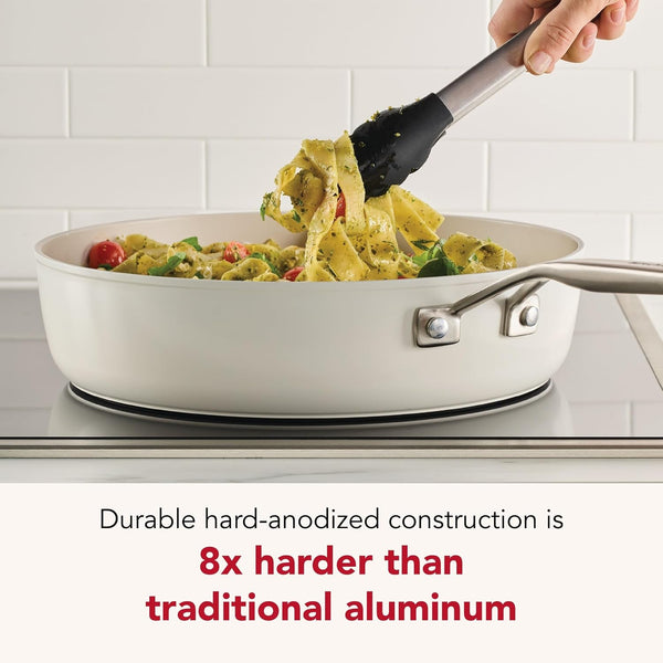 Kitchenaid Hard Anodized Ceramic Induction Pots and Pans, Dishwasher Safe, Includes Saucepans, Stockpot, Sauté Pan, Frying Pans/Skillets, and Lids, 10 Piece Cookware Set - Porcelain White3