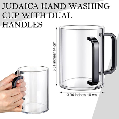 Judaica Hand Washing Cup for Netilat Yadayim,Clear, Black Handle2