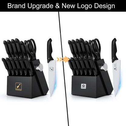14-Piece Japanese High-Carbon Stainless Steel Knife Set，Black2