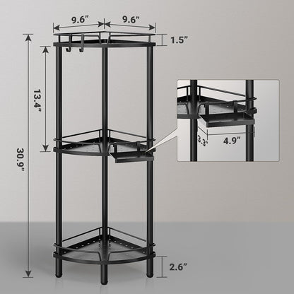 Corner Shower Caddy Standing, 3 Tier Metal Shower Organizer, Black2