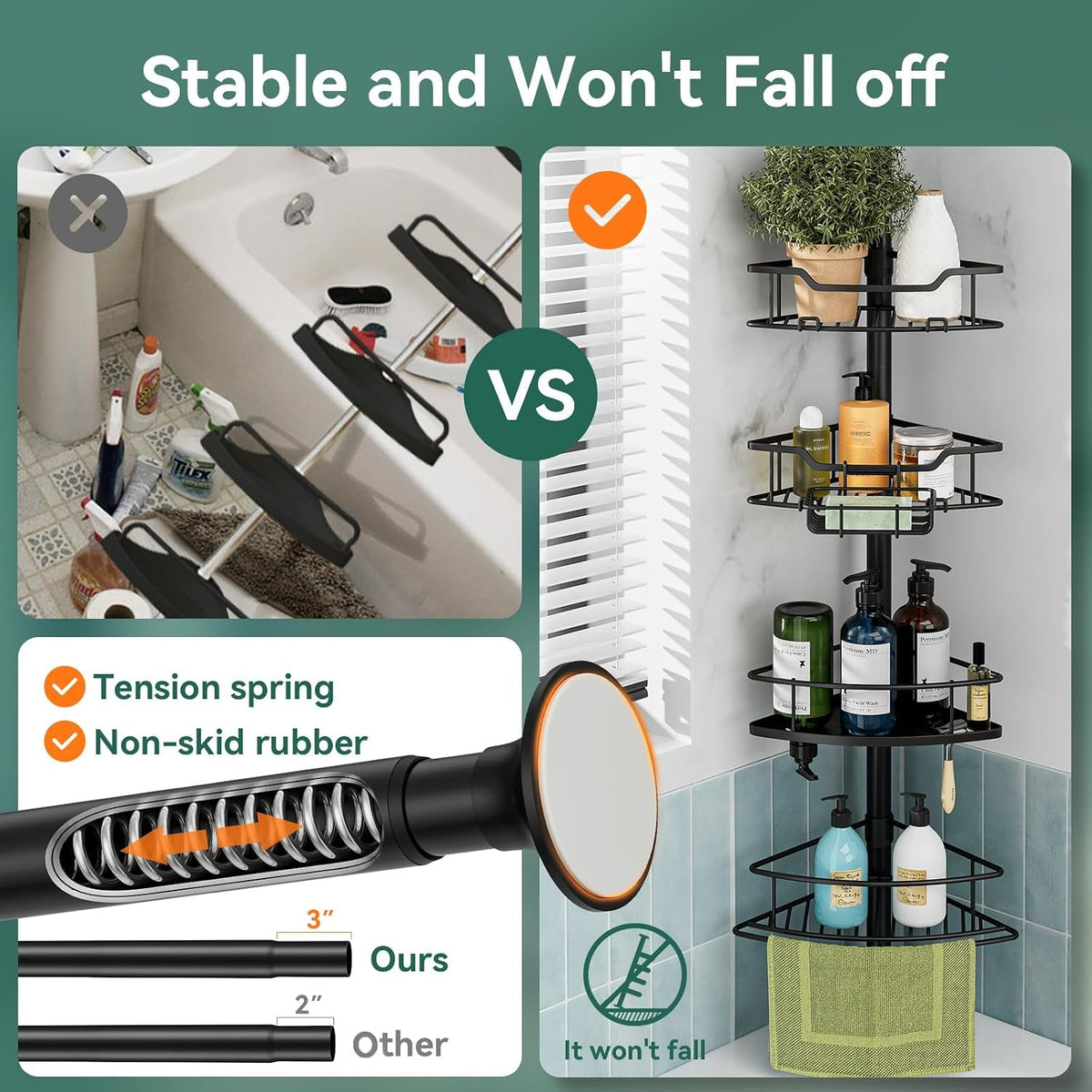 corner-shower-caddy-tension-pole-4-tier-rustproof-shower-tension-rod-organizer-adjustable-25-125-inch-bathroom-shower-organizer-shelves-for-bathtub-shampoo-storage-black