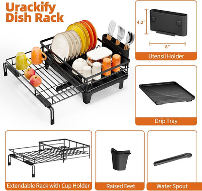 Expandable Sink Dish Drying Rack for Kitchen Counter, 1-Tier Black9