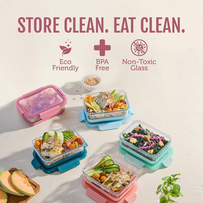 Duraglass Refresh 3.4 Cup Meal Prep Containers, 10 Pc, Melon2