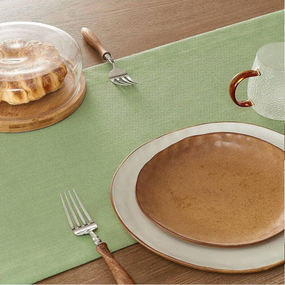 Linen Textured Border Table Runner, 14 X 36 Inch Green5