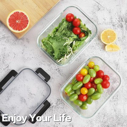 10-Pack Glass Meal Prep Containers, 36 Oz/14 Oz, Locking Lid Set7