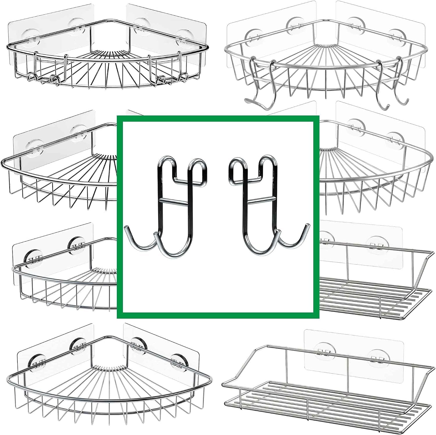 shower-caddy-hooks-razor-hanger-for-shelf-and-loofah-silver-2-open